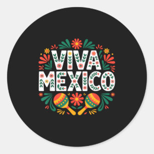 Sticker Rond Vive le Mexique, art populaire coloré, indépendanc