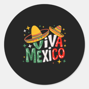 Sticker Rond Vive le Mexique fillettes garçons drapeau mexicain