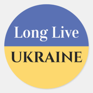 Sticker Rond Vive l'UKRAINE, votre message Classic rond Stic