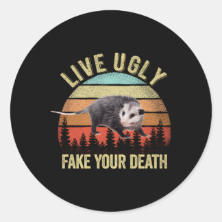 Sticker Rond Vivez Vilain Fake Votre Possum De Mort