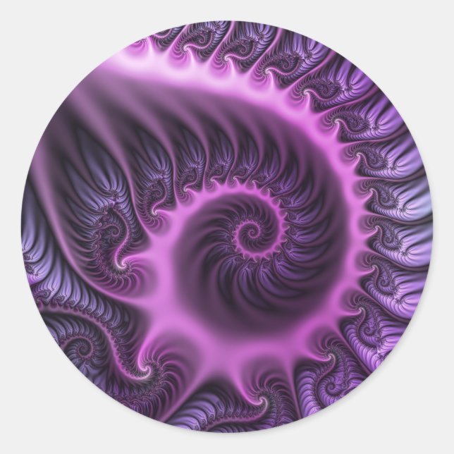 Sticker Rond Vivid Cool Abstrait rose violet Fractal Art Spiral (Devant)