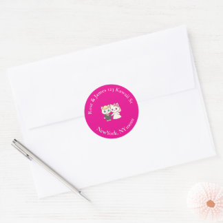 Sticker Rond Vivid Pink Y2K Anime Gothic Cat Return Address
