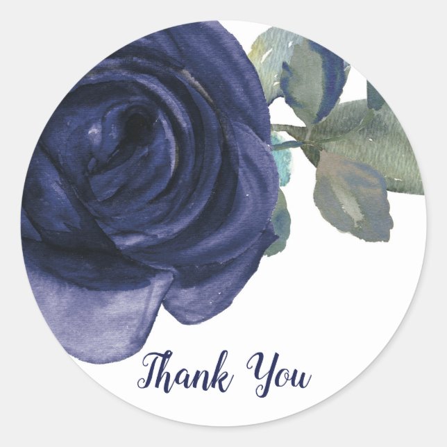 Sticker Rond Vivid Vibrant Indigo violet bleu Mariage Floral (Devant)