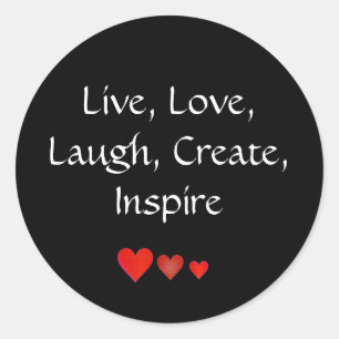Sticker Rond Vivre, Amour, Rire, Créer, Inspirer