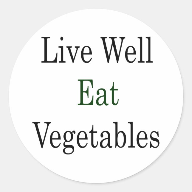 Sticker Rond Vivre bien manger les légumes (Devant)