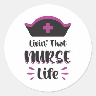 Sticker Rond Vivre Cette Infirmière Infirmière Vie Urgence Amus