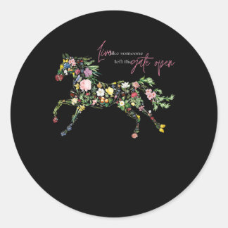Sticker Rond vivre comme quelqu'un à gauche porte ouverte fleur