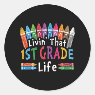 Sticker Rond Vivre la vie de CE1 Crayon de rentrée scolaire