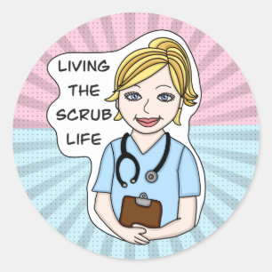 Sticker Rond Vivre la vie de l'épouvantail   Infirmière, aidant