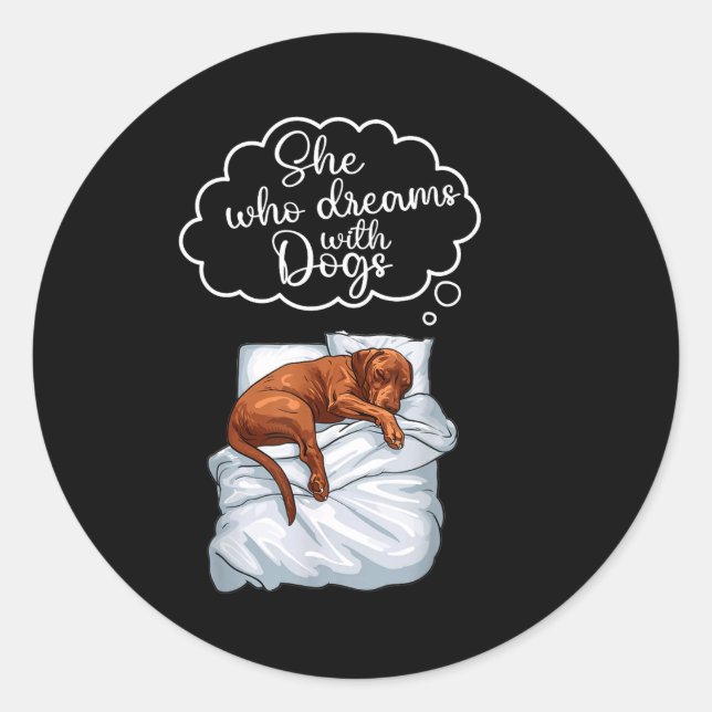 Sticker Rond Vizsla Dog Nightgown Pajama  (Devant)
