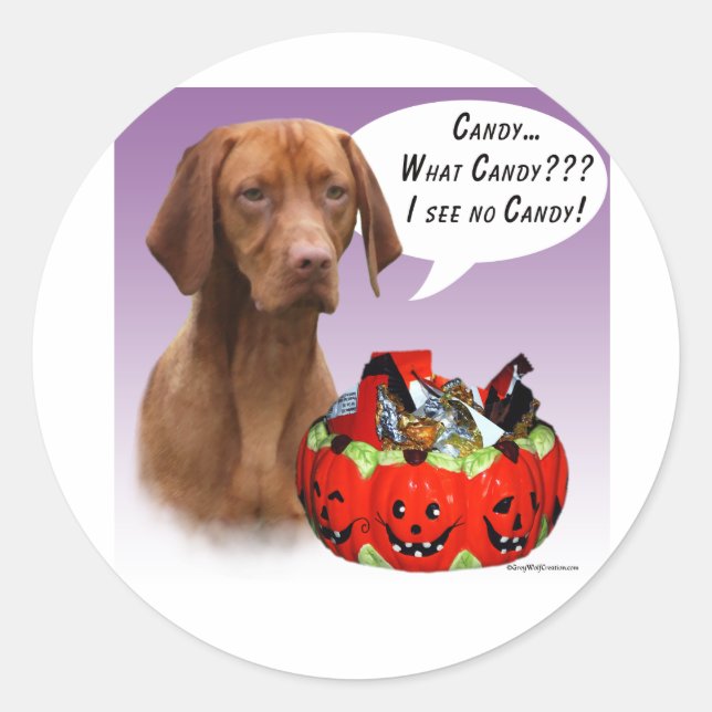 Sticker Rond Vizsla Halloween Candy (Devant)