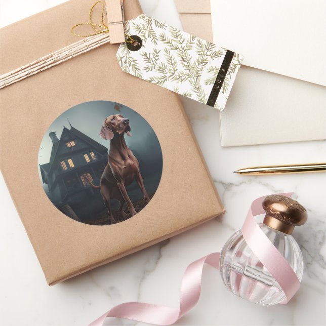 Sticker Rond Vizsla Halloween effroi (Cadeaux)