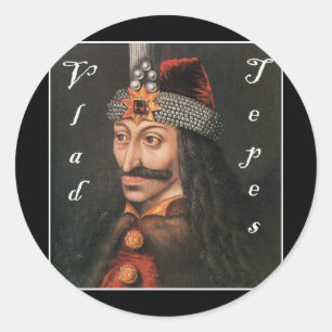 Sticker Rond Vlad Tepes avec nom dans Blackadder