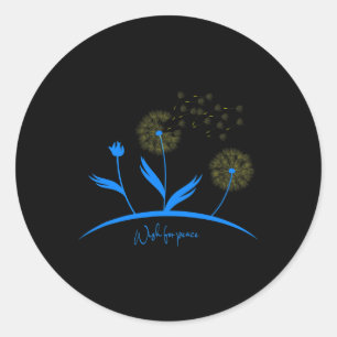 Sticker Rond Vœu de pissenlit d'Ukraine pour la paix Drapeau uk
