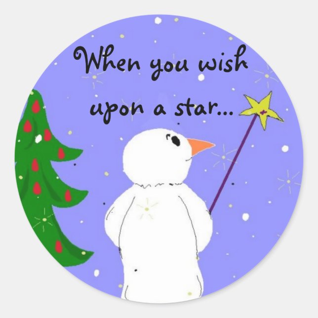 Sticker Rond Vœu sur une étoile (Devant)