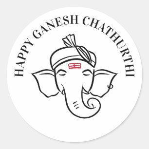 Sticker Rond Vœux de Ganesh Chathurthi Dieu indien