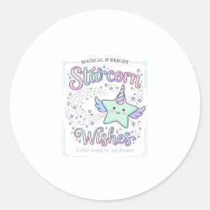 Sticker Rond Vœux de licorne Starcorn Adorable Vêtement Graphiq