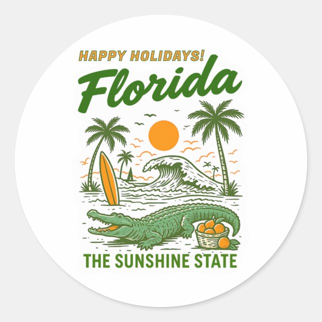 Sticker Rond Vœux de vacances en Floride (Devant)
