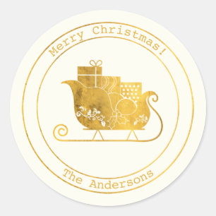 Sticker Rond Voeux simples ・ Sommeil d'or minimaliste Noël