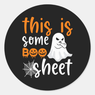 Sticker Rond Voici Bosheet Ghost Retro Halloween Costume Me