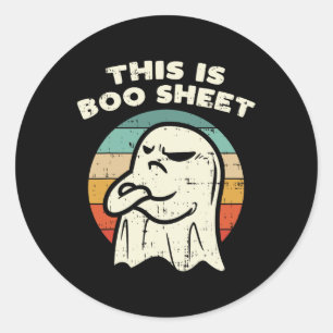 Sticker Rond Voici Bosheet Ghost Retro Halloween Costume Me