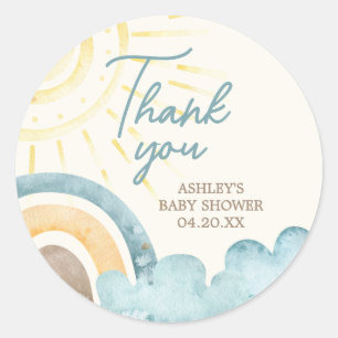 Sticker Rond Voici Le Baby shower Son Retro