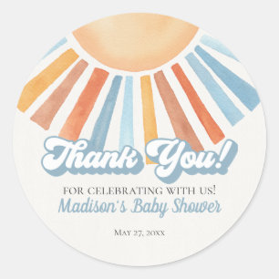 Sticker Rond Voici le Baby shower Son Sunshine Favor