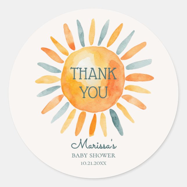 Sticker Rond Voici le Fils Baby Boy Shower (Devant)