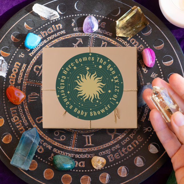 Sticker Rond Voici Le Fils | Baby shower céleste (Créateur téléchargé)