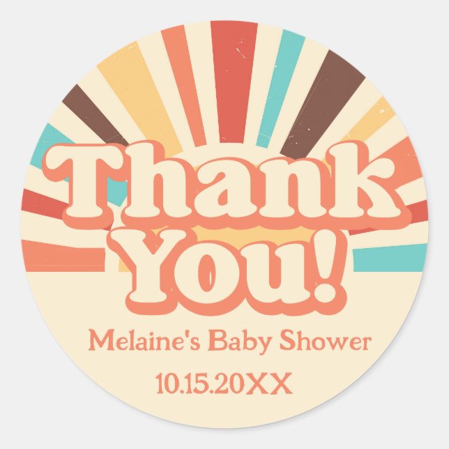 Sticker Rond Voici Le Fils Baby shower Merci (Devant)