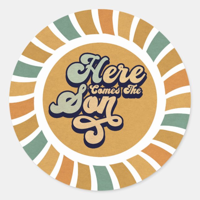 Sticker Rond Voici Le Son Sunshine Super Cute Retro (Devant)