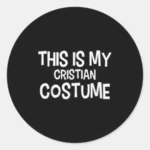 Sticker Rond Voici Mon Costume Cristien Halloween Simple Costu