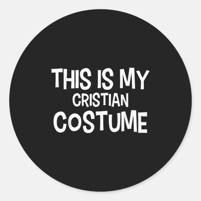 Sticker Rond Voici Mon Costume Cristien Halloween Simple Costu (Devant)