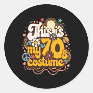 Sticker Rond Voici Mon les années 70 Costume Thème Partie Hippi
