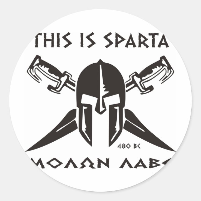 Sticker Rond Voici Sparta - Molon Lave - Noir (Devant)
