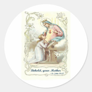 Sticker Rond 'Voici ta mère' Bienheureuse Vierge Marie objets