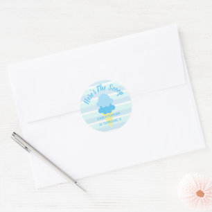 Sticker Rond Voici The Scoop Ice Cream Summer Boy Birthday