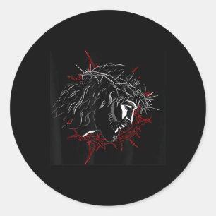 Sticker Rond Voici Ton Roi Drôle Visage De Jésus Avec Couronne