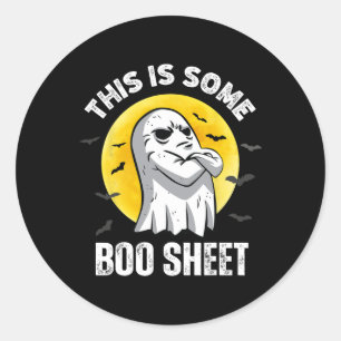 Sticker Rond Voici Une Petite Feuille De Boite Halloween Ghost