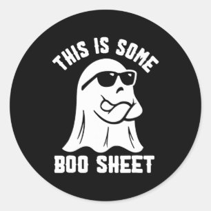Sticker Rond Voici Une Petite Feuille De Boite Halloween Ghost 