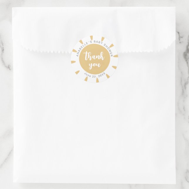 Sticker Rond Voici venir le fils Boho Minimal Merci Douche (Sac)