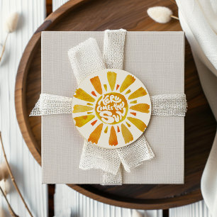 Sticker Rond Voici venir le soleil Baby Shower Aquarelle