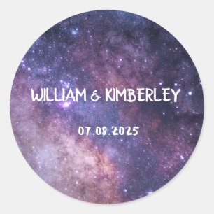 Sticker Rond Voie Lactée Stars Sky Galaxy Mariage élégant