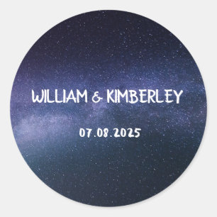 Sticker Rond Voie Lactée Stars Sky Galaxy Mariage élégant Class