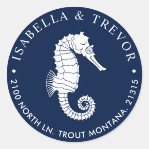 Sticker Rond Voie maritime vintage   Adresse de retour