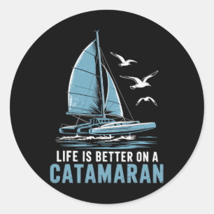 Sticker Rond Voile de bateau Voile de catamaran Voile