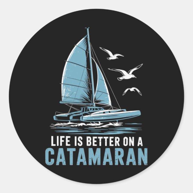 Sticker Rond Voile de bateau Voile de catamaran Voile  (Devant)