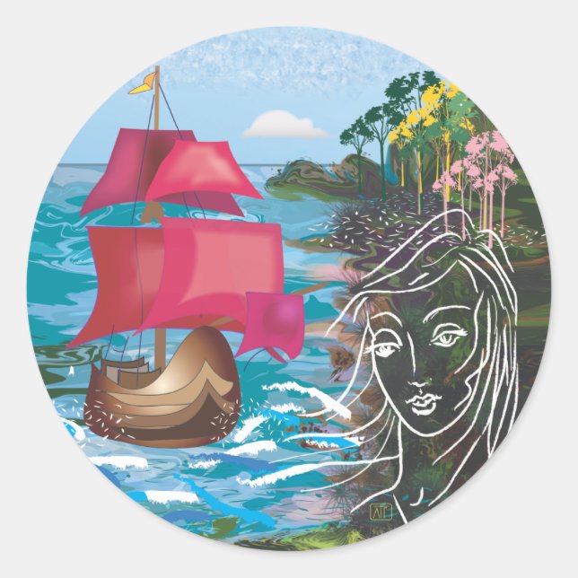 Sticker Rond Voiles à carreaux (Devant)