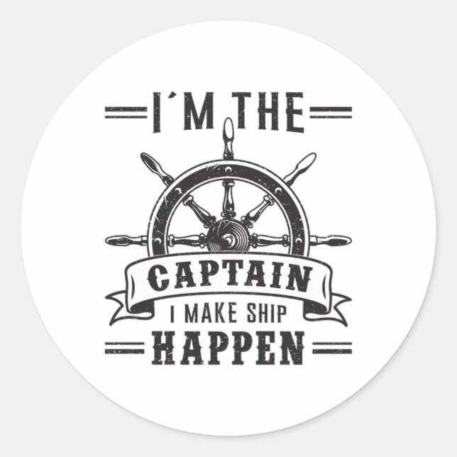 Sticker Rond Voilier Bateau Capitaine Voilier Drôle Idée cadeau (Devant)