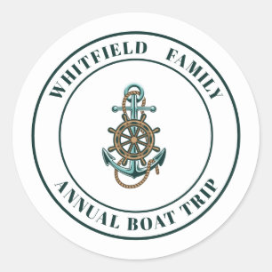 Sticker Rond Voilier de yacht nautique familial personnalisé po